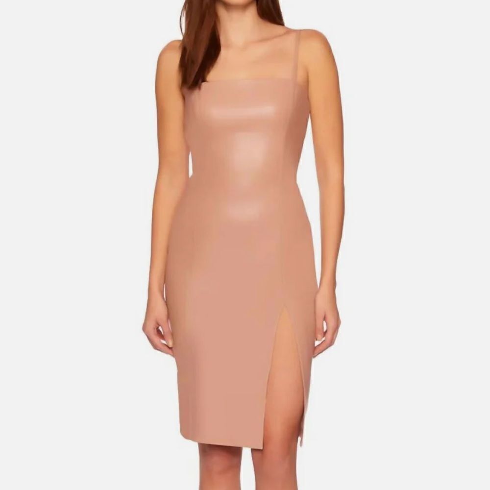 NWT Susana Monaco Faux Leather Dress in Brioche, Small
